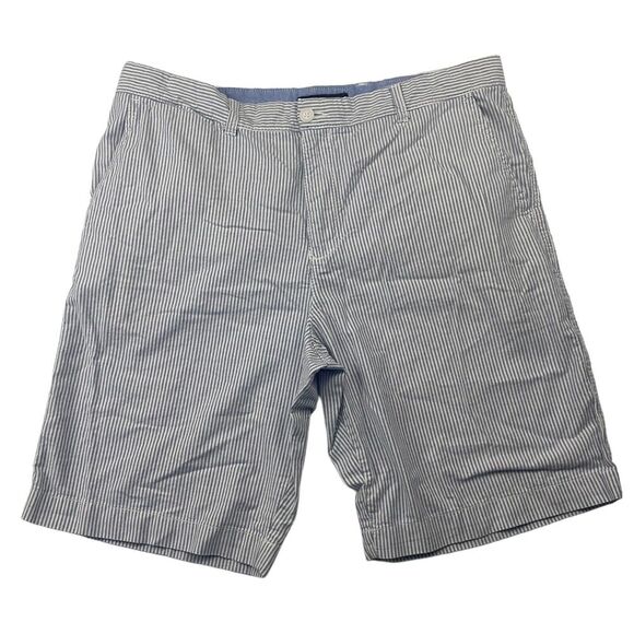 Tommy Hilfiger Blue White Striped Flat Front Chino Shorts Tag 36 (38W) Cotton - Picture 1 of 8